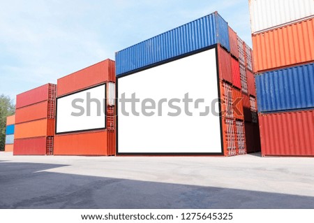 Container shipping for Logistic Import Export business and Industrial . empty white billboard .Blank space for text and images.