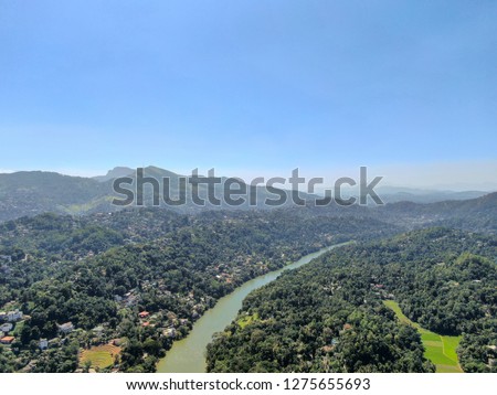 Hantana mountain range and Mahaveli River, Kandy, Sri Lanka