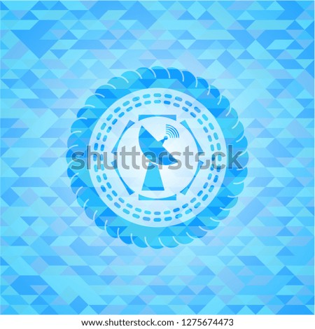 radar icon inside light blue emblem with mosaic ecological style background