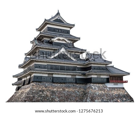 Matsumoto castle white background isolated with clipping path, Nagano, Japan