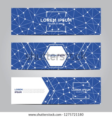 banner with flat geometric pattern. blue  background. Modern vector template. Eps 10