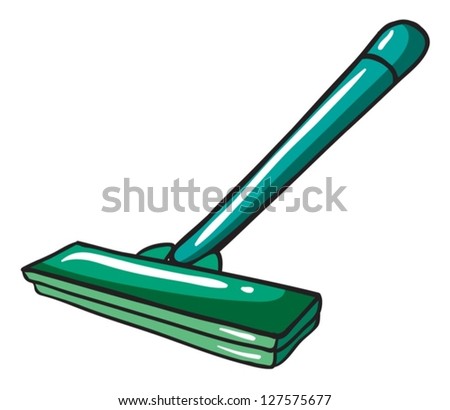 Illustration of a green mop on a white background