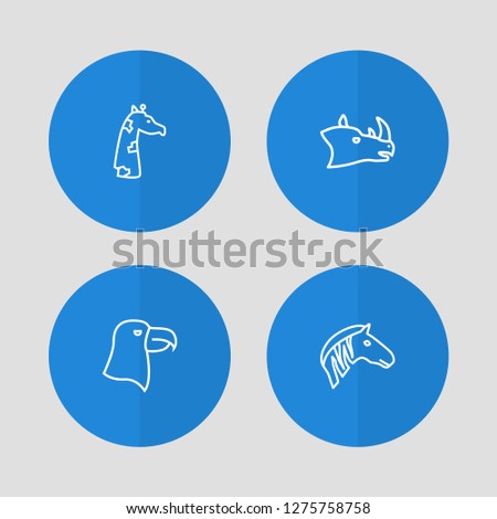 Set of 4 animal icons line style set. Collection of zebra, aquila, camelopard and other elements.