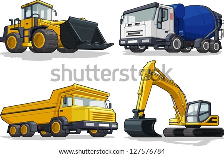 Construction Machine - Bulldozer, Cement Truck, Haul truck & Excavator