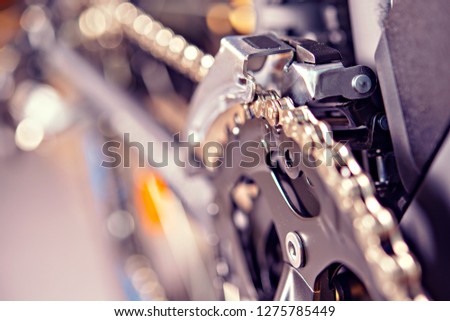close up of  a glossy  bicycle gear 