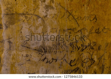 High resolution abstract writing rust industrial buildings peeling paint sandstone prison wall abandoned grunge, historical NSW.