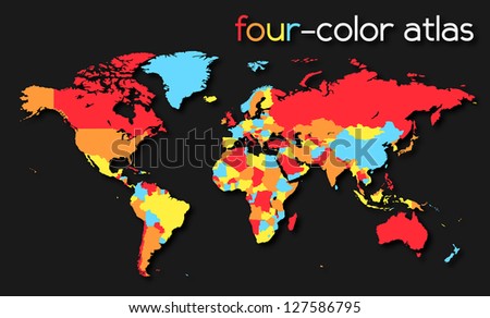 Four-color World Map | EPS10 Vector