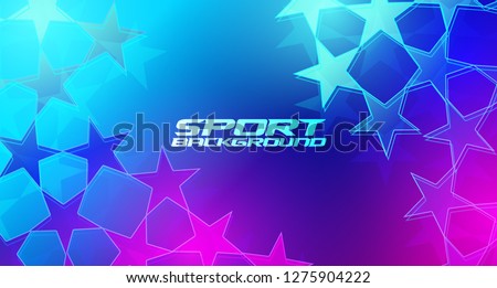 Vector modern stylish background. Sports background with abstract stars and frame for text in neon colors. great style for design of cards, flyers, covers, posters, booklets Royalty-Free Stock Photo #1275904222