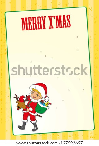 Christmas frame with santa little girl