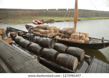 old wooden row boats Royalty-Free Stock Photo #1275981697