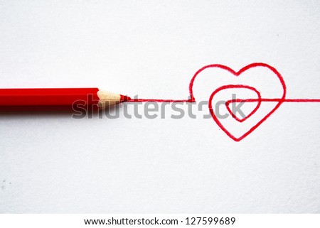 Concept hand drawn heart with pencils