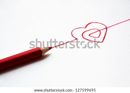 Concept hand drawn heart with pencils