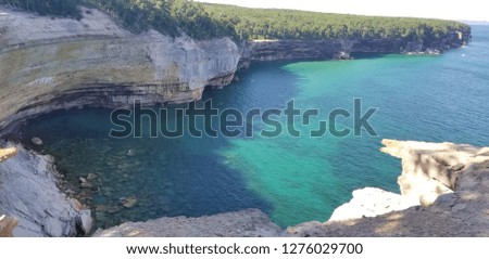 Landscape view of pictured rocks in Michigan