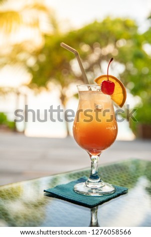 lagoon cocktail and nature background with sunlight shade