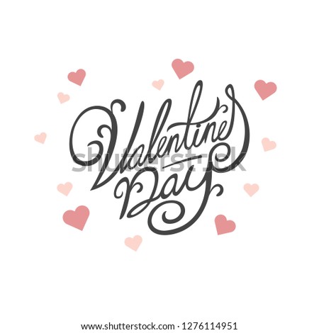 Happy Valentines Day typography with handwritten calligraphy text, isolated on white background. Vector Illustration - Vector