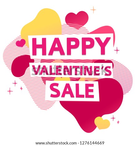 Template design banner for Valentine's day offer. Geometric abstract shape background with decor heart and elements for Happy Valentine's day sale. Romantic promotion card and flyer. Vector