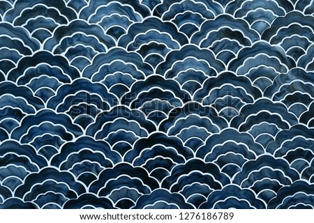 background of blue japanese style wave pattern teture Royalty-Free Stock Photo #1276186789
