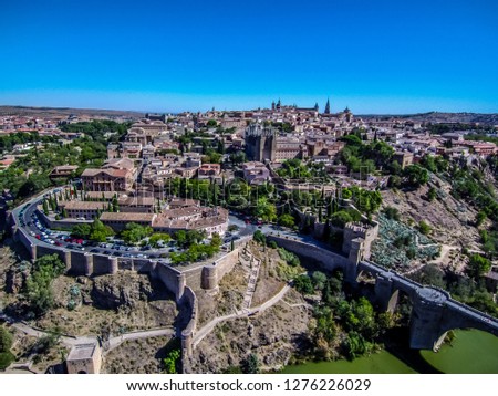 Aerial view in Toledo,Spain. Drone Photo