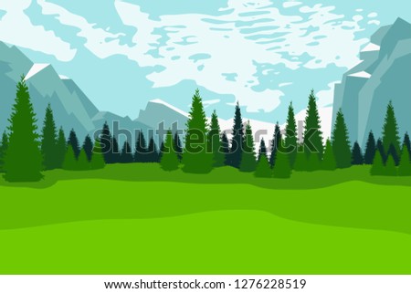 Summer mountain landscape. Spring in the mountains. Meadow, field, sky, clouds, rocks. Natural background.