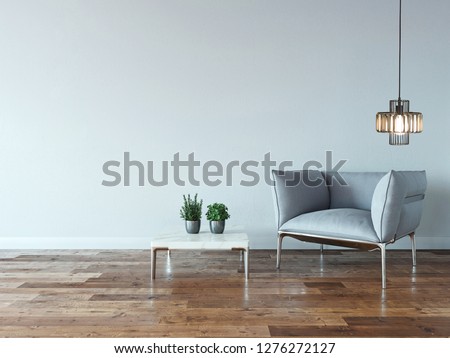 empty room interior decoration wooden floor, stone wall concept. decorative background for home, office and hotel. 3D illustration