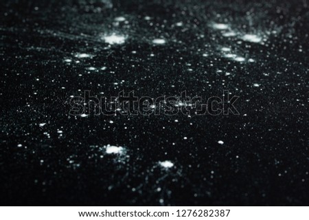 Abstract blue and white shiny texture on a black background, macro eyeshadow