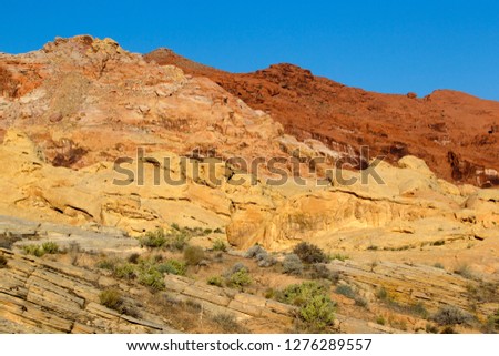 Diferent colours in the rocks, Valley of Fire State Park, Nevada, USA.