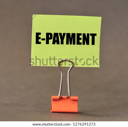 e-payment text concept