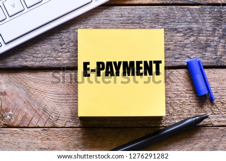 e-payment text concept