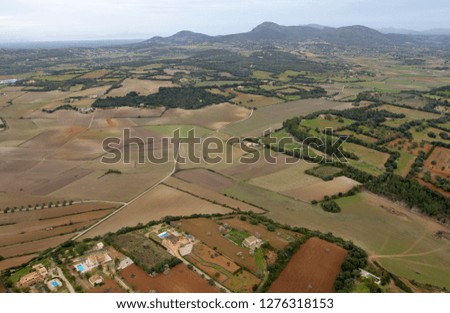 Aerial view of  fields, Mallorca field, Balearic Islands, Spain
