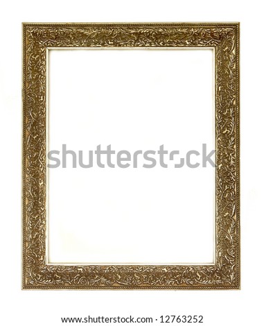 Vintage gold picture frame isolated on white
