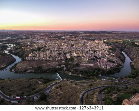 Aerial view in Toledo,Spain. Drone Photo