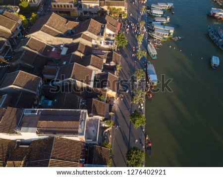 Aerial view of Hoi An old town or Hoian ancient town. Royalty high-quality free stock photo image of Hoi An old town. Hoi An is UNESCO world heritage, one of the most popular destinations in Vietnam