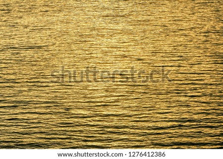 Water ripples in the lake in the evening with gold sunrays reflections ,nature background