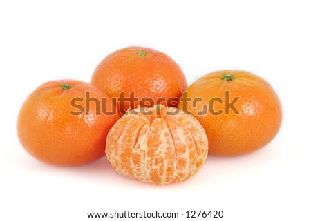 Tangerines on white background. Royalty-Free Stock Photo #1276420
