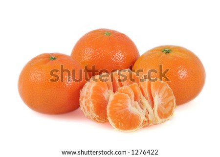 Mandarins on white background. Royalty-Free Stock Photo #1276422