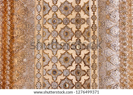 Mosaic tile ceramic decoration of ceiling in Jaipur India.