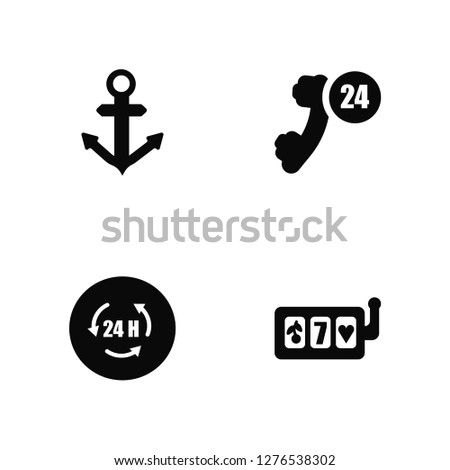Vector Illustration Of 4 Icons. Editable Pack Anchor, 24 hours, undefined.