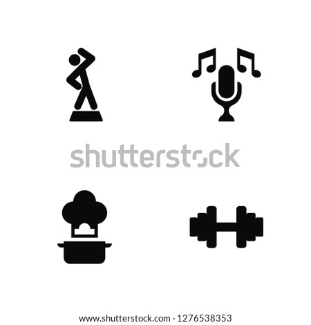 Vector Illustration Of 4 Icons. Editable Pack Warming up, Cooking, Singing, undefined.