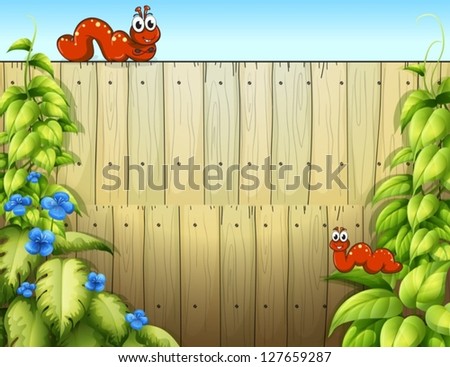 Illustration of caterpillars and a fence