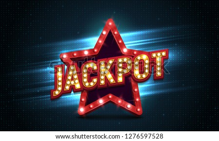 Shining retro sign Jackpot banner. Vector illustration. Royalty-Free Stock Photo #1276597528