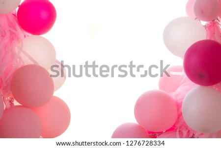 Pink balloons with text space isolated on white