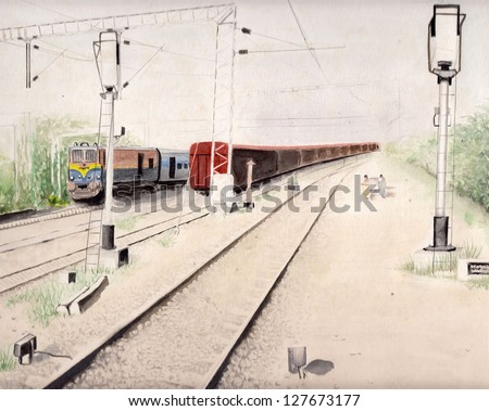 train art background painting