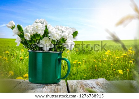 Table background of free space and spring time 