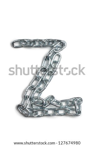 Color photo of letters of the alphabet from a metal chain