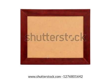 red wood picture frame with passepartout, isolated on white