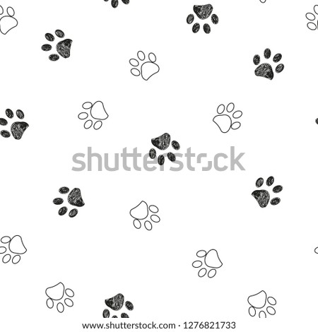 Black and white paw print repeated pattern
