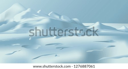 Winter landscape. Snowy mountains. Vector graphics