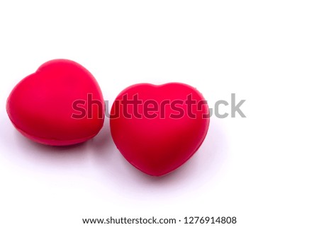 Two red heart ball put on white background,for good health or tell love in valentine day.