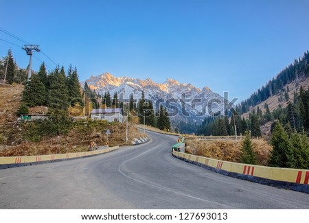 panorama road to Chimbulak, Almaty, Kazakhstan