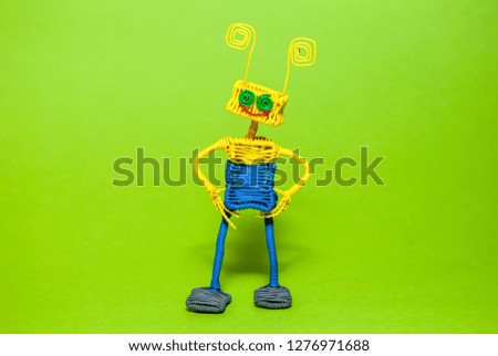 Boy son posing on a green background. Set of poses, movements and emotions. Handmade art.